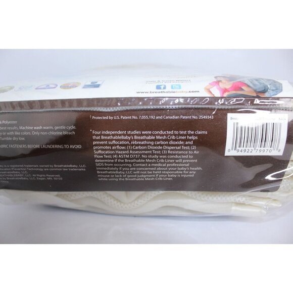 BreathableBaby Breathable Mesh Crib Liner Beige Unused Fits Most Baby Cribs NIP - Picture 7 of 12
